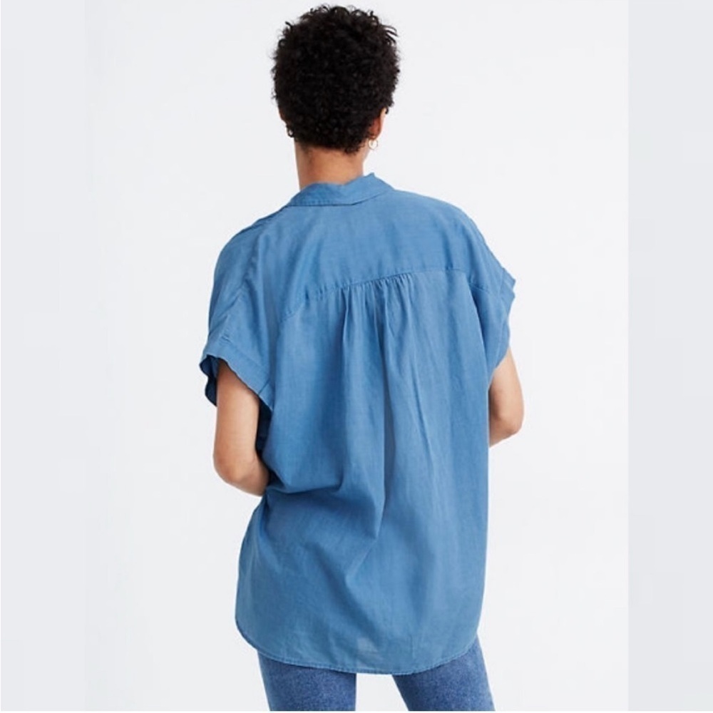 Madewell women’s Central Shirt Bright Indigo button down oversized size small - Picture 7 of 10